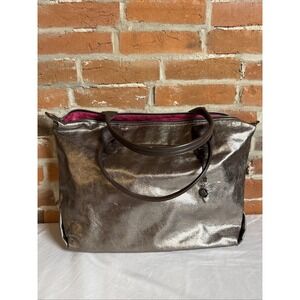 Stella & Dot "Hello Gorgeous" tote handbag Bronze Metallic Double Handle